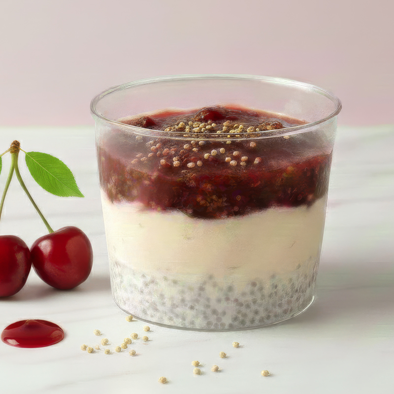 VİŞNELİ HİNDİSTAN CEVİZİ SOSLU KİNEOLU PANNACOTTA CUP
